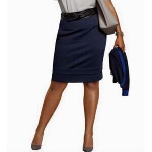 Cabi Navy Blue Lido Knee Length Business Office Work Skirt Style #5051 Size 2